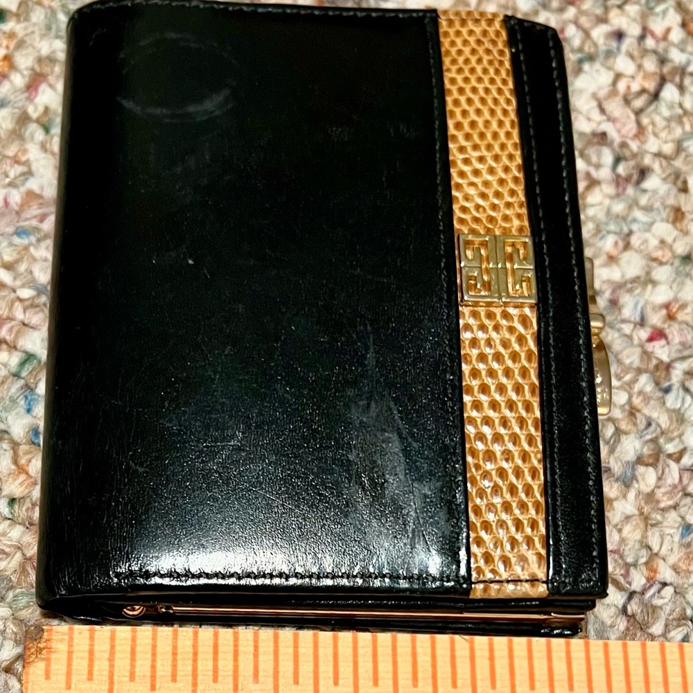 Givenchy Black Genuine Leather / Lizard Wallet Gold Accents Man/Woman FREE SHIP - Picture 7 of 7